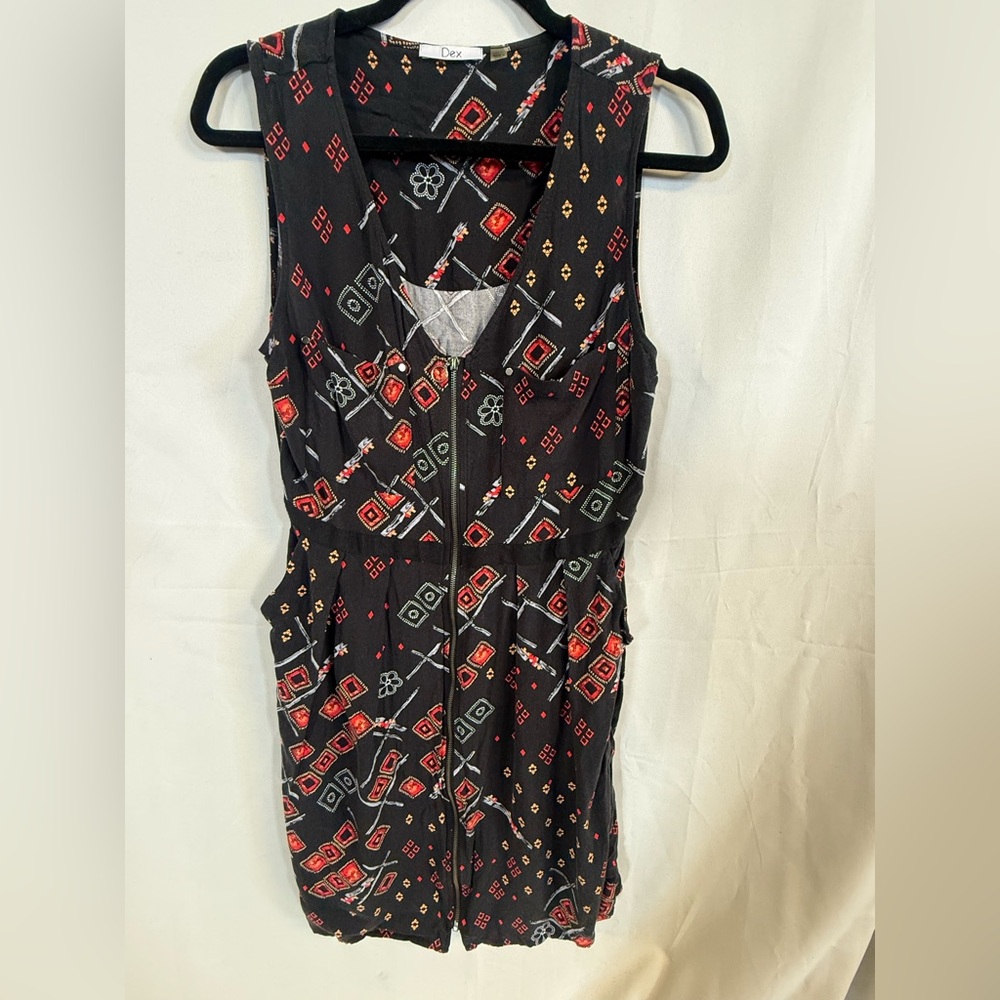 Dex Black Dress with Red and White Accents
